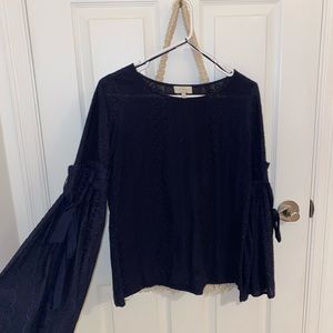 Dark blue flared sleeved boho top